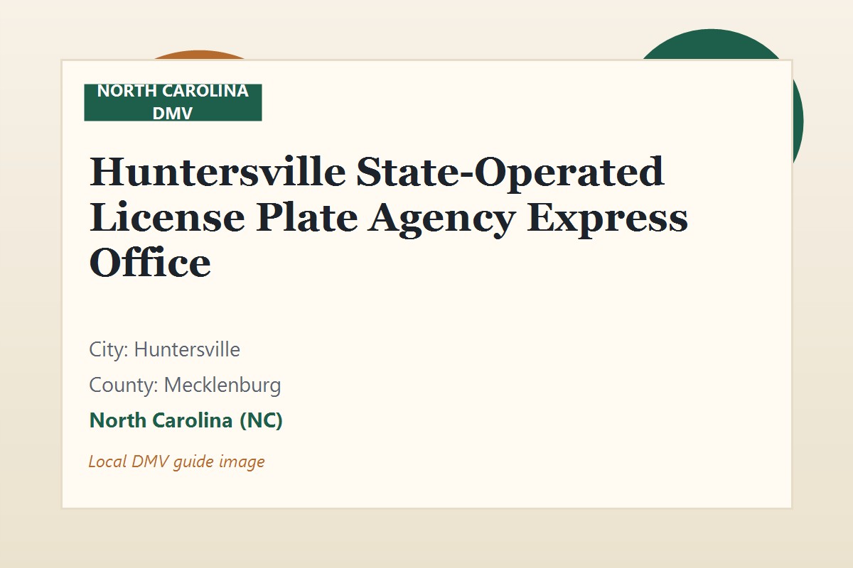 Huntersville State-Operated License Plate Agency Express Office